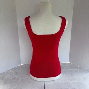 Carmen Marc Valvo Red Star Embellished Knit Tank Top Medium New Rocket Red